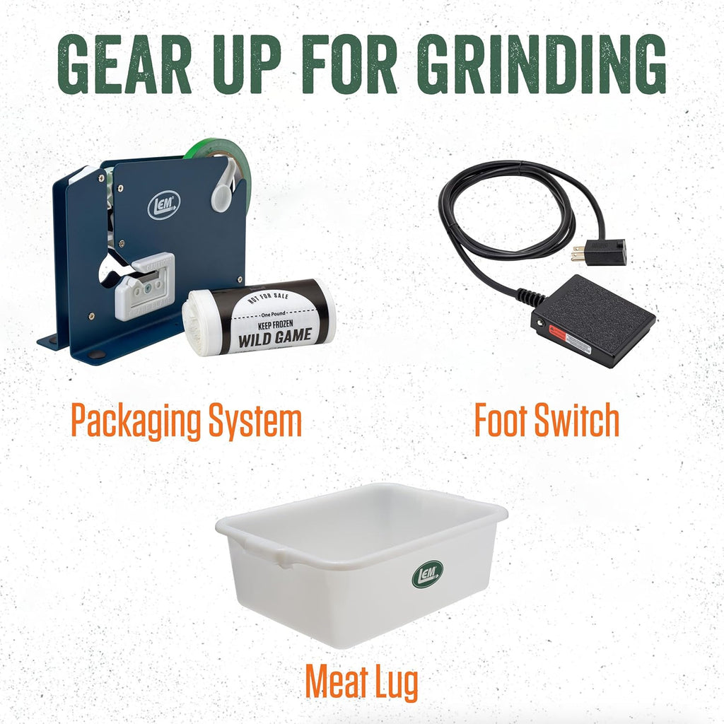 LEM Products BigBite Dual Grind #22 1.0 HP Stainless Steel Electric Meat Grinder Machine, Ideal for Heavy Use