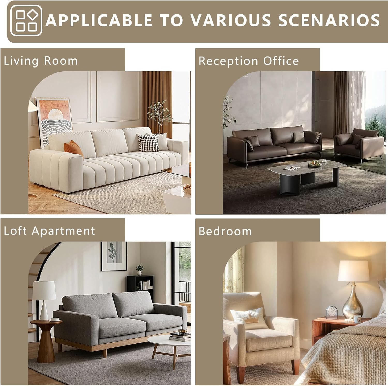136" Cloud Couch Modular Sectional Couchs with Chaise Lounge, U-Shape Boneless Couches with Ottoman for Living Room, Corduroy Sofa with Deep Seat, No Assembly Required (Camel, Right Facing Chaise)