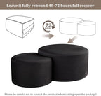 BSHOMGI Nesting Coffee Table Set of 2, Upholstered Round Corduroy Circle Foam Round Side Table for Living Room, Entryway Set, 32"+17" Footrest No Assembly (Black, 32"+17")