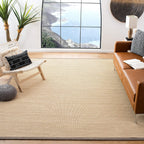 SAFAVIEH Area Rug 8x10 - Natural Fiber Collection - Large - Maize & Grey, Sisal, Woven Design with Border (NF141G)