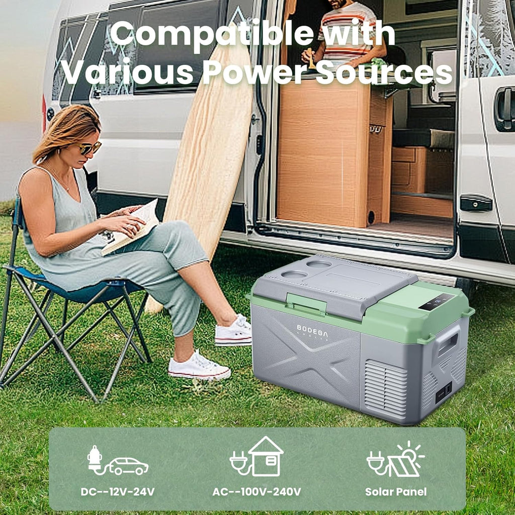 BODEGA BODEGACOOLER 12 Volt Car Refrigerator, 18 Quart Portable Freezer, Car Fridge -4℉-68℉, Compressor Electric Cooler 12/24V DC100-240 Volt AC for Outdoor RV Camping Travel Vehicles Home Use