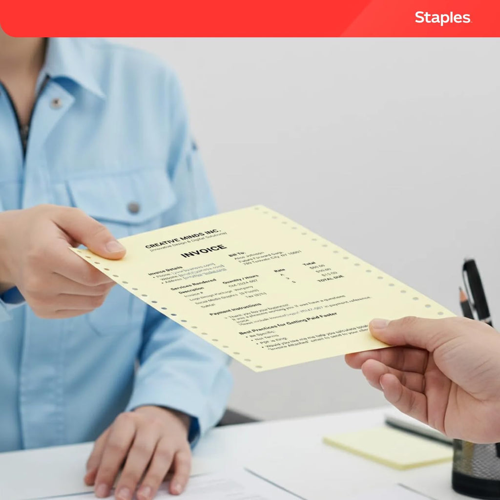 Staples Carbonless NCR Computer Paper, 3 Part Continuous Forms, 9.5 x 11 Inch, White/Canary/Pink, Collated Multi-Part Paper, 1100 Sheets for Invoices & Forms