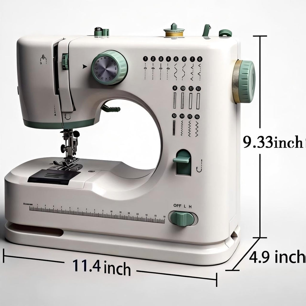 Sewing Machine for Beginners Twin Needles Sewing Machines 16 Built-in Stitches with Accessory Kit, Compact Travel Design for Clothing Repairs, DIY Crafting with Foot Pedal