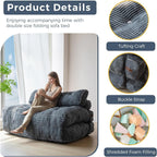 MAXYOYO Folding Sofa Bed, Convertible Sleeper Chair with Pilow Foldable Mattress with Back Support, Portable Fold Out Chair Bed Comfy Floor Sofa Lounge for Living Room Bedroom, Dark Grey, Double