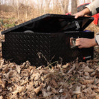 FORWODE Trailer Tongue Box 39 Inch Aluminum Tongue Tool Box Lockable Trailer Tool Chest with Gas Strut, Secure Diamond Plate Truck Tongue Tool Box for Trailer, Truck Bed, Pickup & RV Storage (Black)