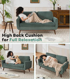 Tbfit 65" Corduroy Love Seat with Spring Cusions, Mid Century Modern Loveseat Sofa for Livingroom & Bedroom, Comfy Upholstered Small Couch