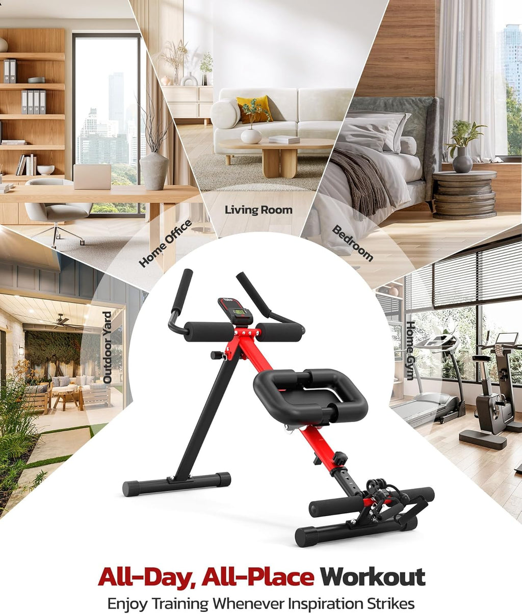 Yoleo Multi-Functional Ab Machine, Foldable Ab Workout Equipment, Ab Trainer Machine for Stomach Workout, Ab Crunch & Rowing Machine with Foam Support,7-Length Adjustable Ab Machine for Home Exercise