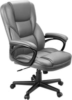 Furmax Office Executive Chair High Back Adjustable Managerial Home Desk Chair, Swivel Computer PU Leather Chair with Lumbar Support (1, Gray)