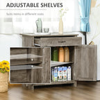 HOMCOM Farmhouse Sideboard Buffet Cabinet, Barn Door Coffee Bar Cabinet with Drawer and Adjustable Shelf for Kitchen, Living Room, Entryway, Gray
