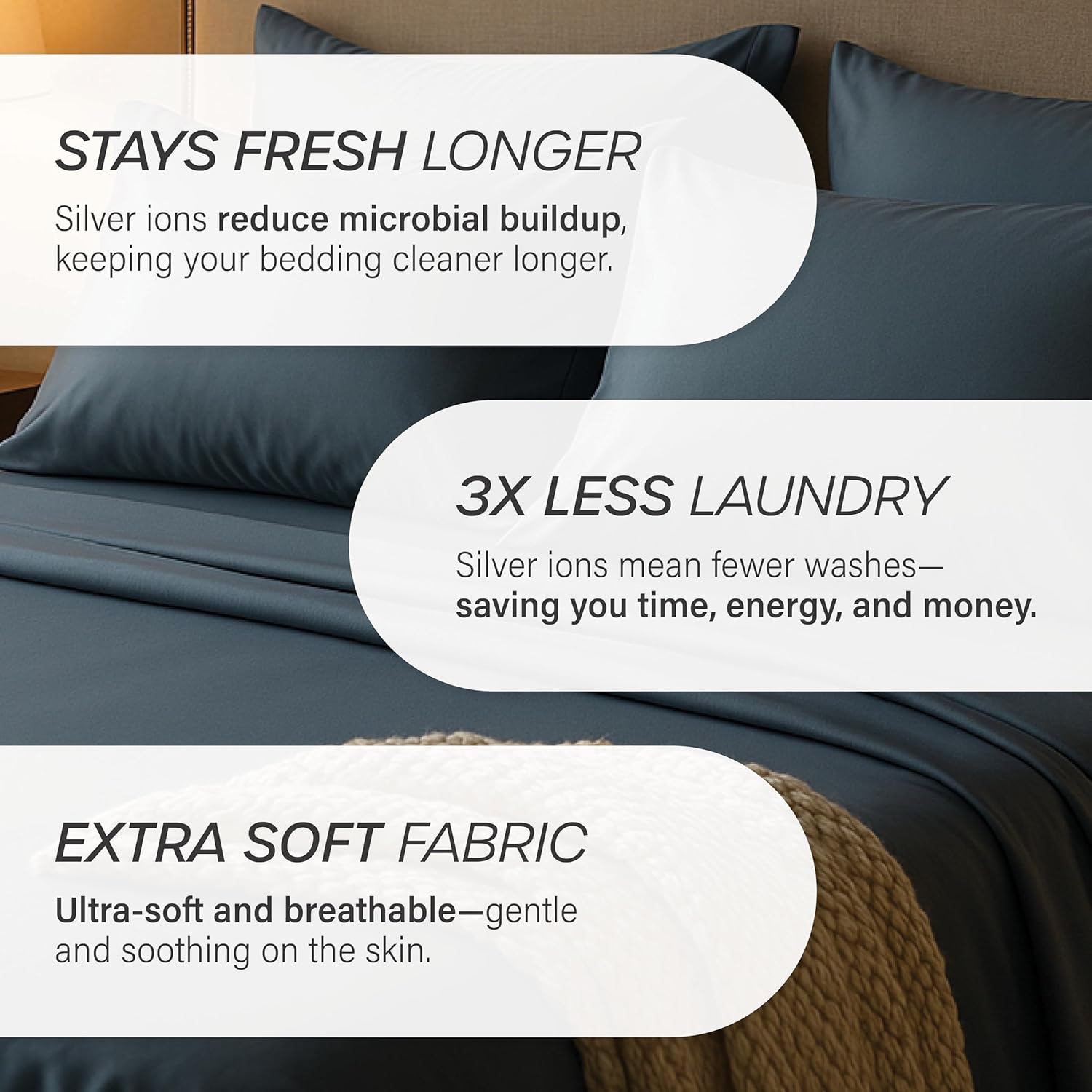 Eucalyptus Collection King Size Sheet w/Silver Ions | 100% Tencel | Ultra Soft | Cooling for Hot Sleepers | 18" Deep Pocket Grey