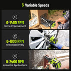 Robustrue 1600N.m (1180ft-lbs) Cordless Impact Wrench, 1/2 High Torque Brushless Impact Gun, 2400RPM Power, 2 x 4.0Ah Batteries, Fast Charger, Impact Wrench for Heavy Duty Truck RV Mower