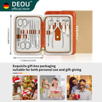 DEOU 13pcs Women Nail Grooming Kit Stainless Steel Professional Manicure Set Nail Care Tools with Luxurious Portable Travel Case Gift