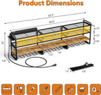 POKIPO 49.5" W Large Power Tool Organizer with Charging Station, 4 Layer Heavy Duty Utility Rack Loads 800lbs, Holds 12 Cordless Drills, Wall Mount Tool Shelf with 8-Outlet Power Strip, Gift for Men