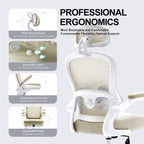 Ergonomic Office Chair,Ultra Thick Office Desk Chair with Adjustable Lumbar Support and Headrest,Spring Cushion,Rocking Function,Flip-up arms,Mesh Computer Chair for Home Office,Khaki