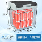 25QT Portable Electric Cooler & Warmer with Handle – Dual Heating & Cooling Mini Thermoelectric Car Fridge for Vehicles, Truck, Travel, Camping, Picnics and Home, Black