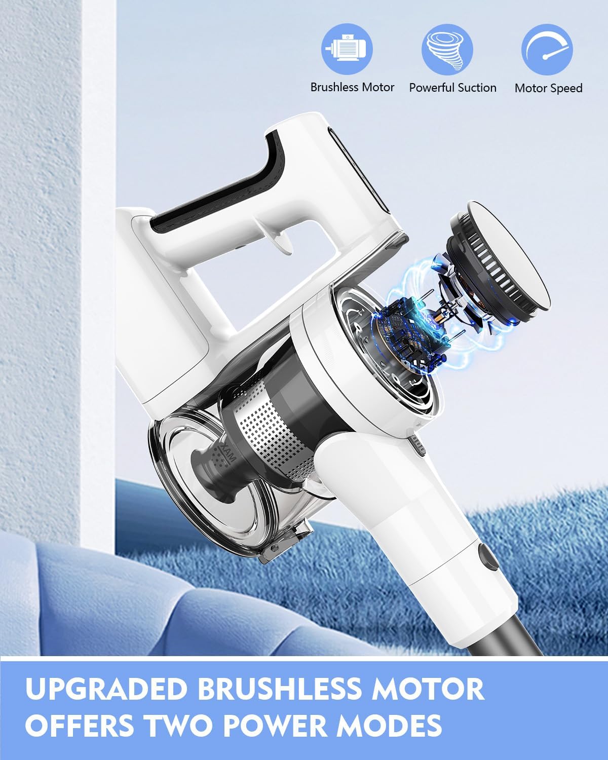 Cordless Vacuums, Detachable Parts Stick Vacuum (Pearl White)
