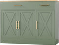 Shintenchi Modern Farmhouse Sideboard Buffet Cabinet with Storage with 3 Doors,42" Barn Doors Buffet Cabinet with Storage, Wood Coffee Bar Cabinets with Adjustable Shelf for Kitchen Living Room,Green