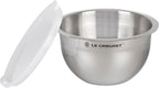 Le Creuset Set of 3 Nested Mixing Bowls w/Nonslip Silicone Base & Plastic Air Tight Lids