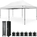 CAPHAUS 10ft x 20ft Commercial Grad Pop Up Outdoor Canopy Easy Up Tent, Heavy-Duty, Instant Folding Shelter with Wheeled Carry Bag and Weight Bags, Portable for Camping, Patio, Parties, White