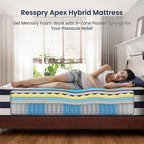 Queen Size Mattress, 14 Inch Gel Memory Foam Sprung Hybrid Mattress, Cooling and Pressure Relief for Breathable Sleep, Certipur-Us Certified, 120-Night Home Trial, Apex Collection