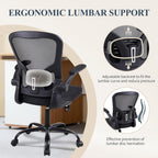 Flysky Ergonomic Home Office Desk Chair Set of 8 - Lumbar Back Support, Breathable Mesh Swivel Computer Task Chair with Wheels and Flip-up Arms, Height Adjustable, Black