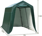 Tangkula 7 Ft x 12 Ft Outdoor Storage Shelter, Patio Storage Tent, Enclosed Carport Shed with All-Steel Metal Frame and Waterproof Ripstop Cover, Outdoor Garage Tent with Sidewalls