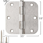 42 Pack Rounded Door Hinges Brushed Nickel 3.5 inch x 3-1/2", 5/8" Radius Heavy Duty Steel Iron 3 ½"Hinge for Doors, Interior Room,Outdoor Window,Constructition Hardware Kit Home Decor Essentials