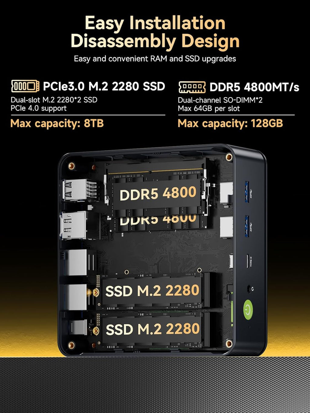 GMKtec M6 Ultra Gaming Mini PC Ryzen 7640HS (Upgraded 6600H/ 6800U)  16GB RAM DDR5 1TB SSD Dual NIC LAN 2.5GbE Desktop Computers Office Home  Triple 4K Display  WiFi 6  USB4  BT 5.2  DP  HDMI 2.0