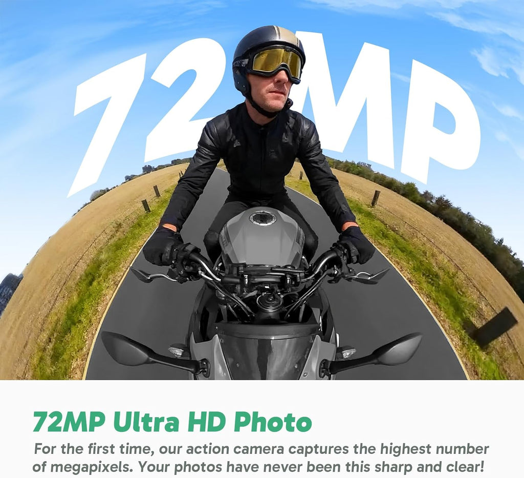 AKASO 360 Weatherproof 360° Action Camera - 5.7K 360 Video with 1/2" 48MP Sensors  72MP 360 Photo  360-SuperSmooth  Invisible Selfie Stick  360° Horizon Lock  AI Tracking Motorcycle Combo