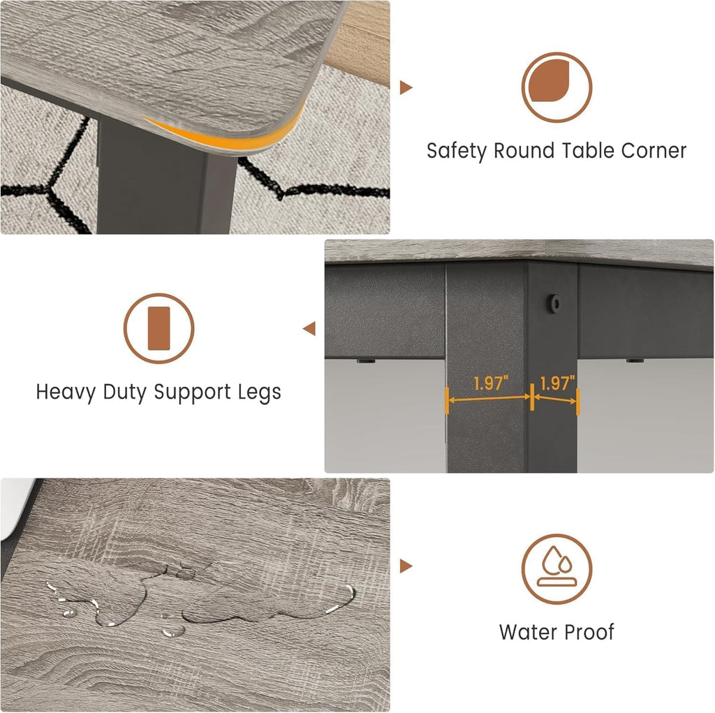 Garvee 79 in Dining Table for 6, Farmhouse Wooden Kitchen Tables for Family, Rectangular Industrial Style Dining Room Table with Sturdy Metal Frame, Long Desk for Restaurant, Kitchen, Office,Grey