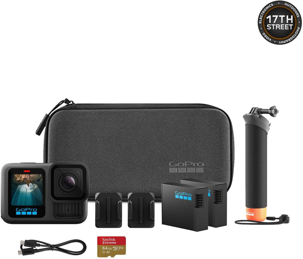 GoPro Hero13 Black 27MP Waterproof Action Camera - Special Accessory Bundle | 5.3K60 Ultra HD Video w/Handler  2 Enduro 1900mAh Batteries  64GB Extreme microSDXC Memory Card and Head Strap 2.0