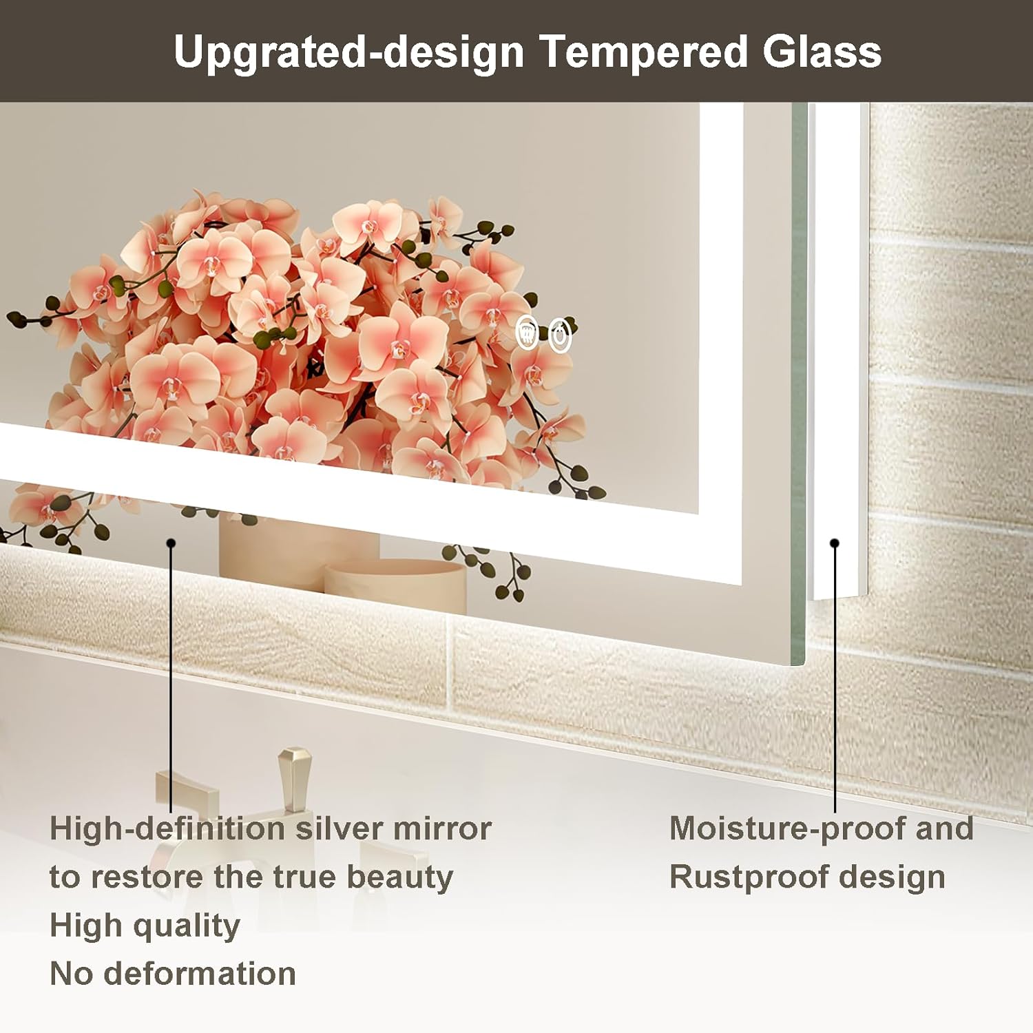 60x36 Large LED Bathroom Mirror with Lights, Brighter Backlit + Front Lit, Tempered Glass, Dimmable, Multiple Light Modes, Anti-Fog Lighted Bathroom Vanity Mirror for Wall, Memory Function