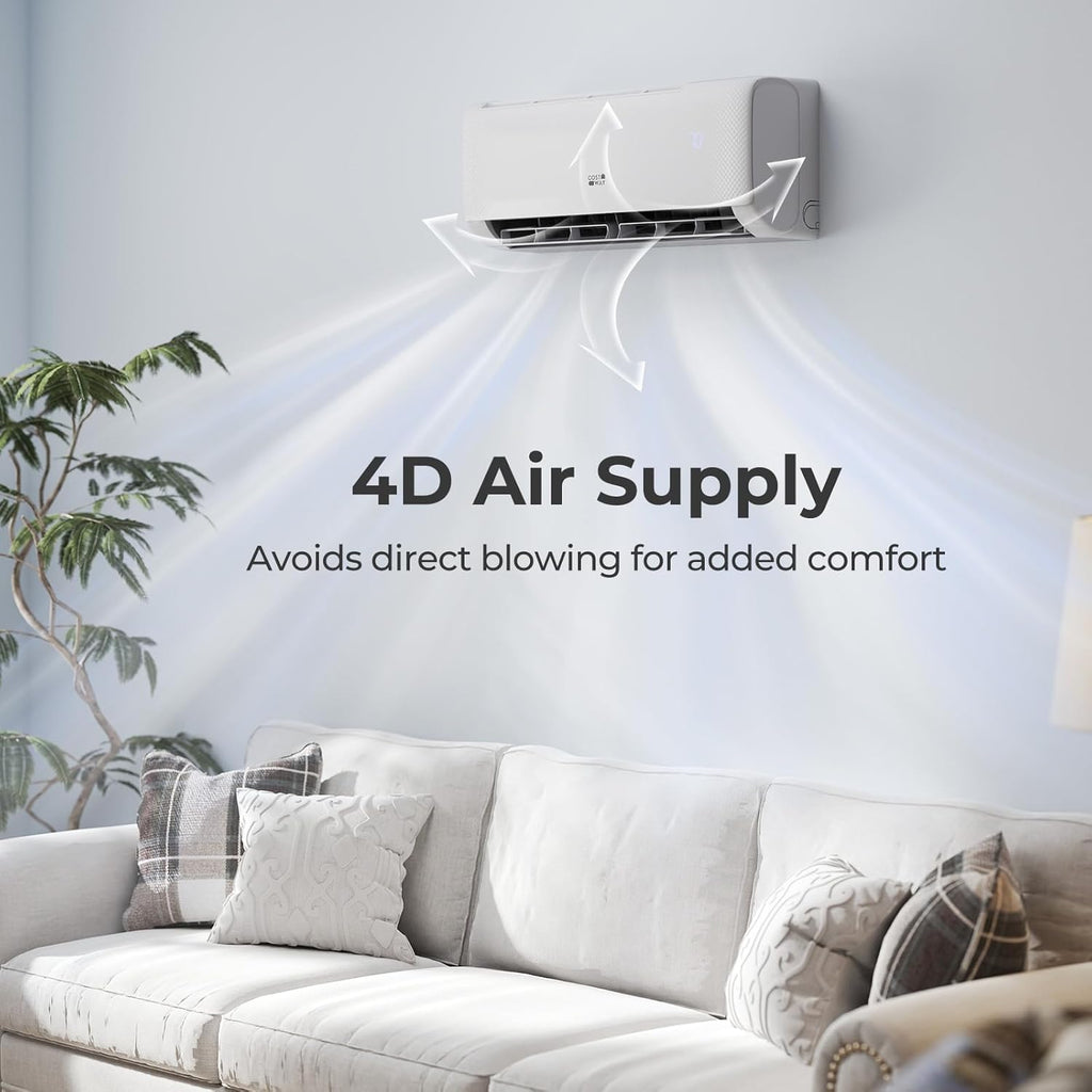 COSTWAY 9000 BTU Mini Split Air Conditioner, with Heat Pump, 20.5 SEER2 115V Inverter, 24H Timer, Auto Clean, Remote Control for Rooms up to 450 Sq.Ft (Airtural Series)