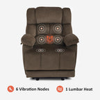 MCombo Zero Gravity Power Recliner Chair with Heat and Vibration Massage, Reclining Chair with USB Ports for Living Room, Fabric R6233 (Brown)