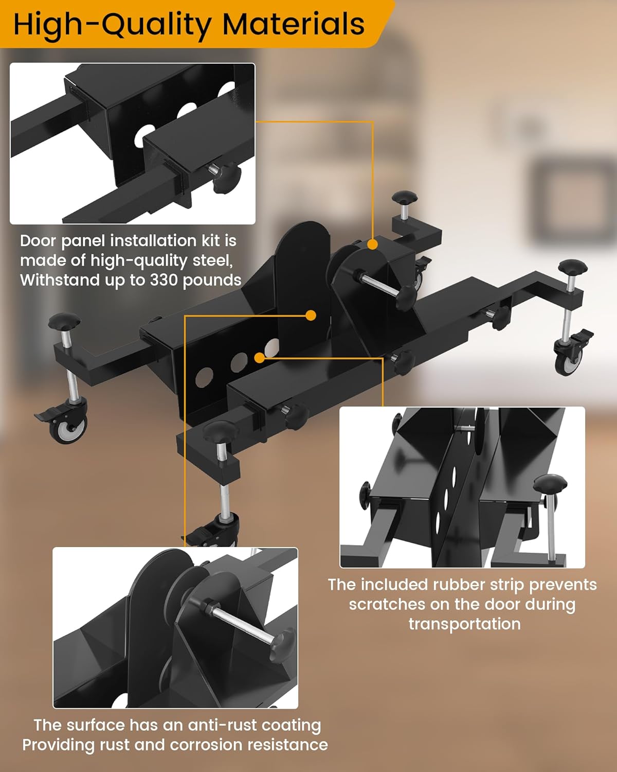One-Piece Door Installation Tools, Ideal Tool for Single-Person Door Moving, Door Installation Dolly for Maximum 2.5 inch Thickness Pre-Hung Front, Slab Doors, Load Capacity: 200LB