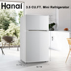 Compact Refrigerator 3.5 Cu.Ft WANAI Classic Retro 2 Door Mini Fridge Adjustable Remove Glass Shelves Suitable for Dorm Garage and Office