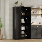 IDEALHOUSE Tall Pantry Cabinet, 60" Kitchen Pantry Storage Cabinet with 2 Doors and Adjustable Shelves, Freestanding Kitchen Cabinet, Cupboard for Dining Room, Bathroom, Antique Black