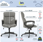 Serta Hannah Executive Home Office Desk Chair, Ergonomic Mid-Back with Lumbar Support, Firm Seat Cushion, Layered Body Pillows, Padded Armrests, Swivel Base, Easy Assembly, Microfiber, Black/Grey