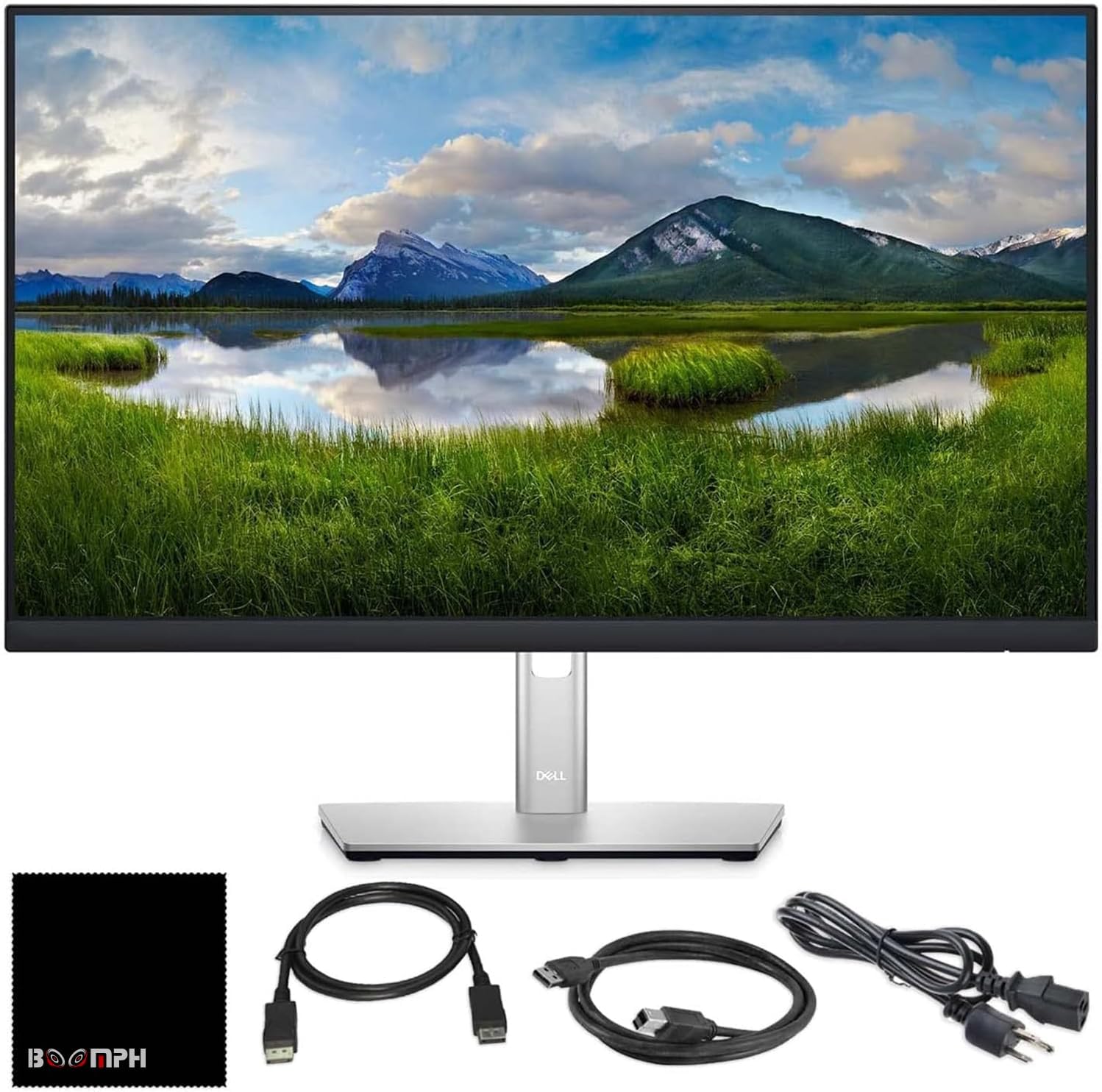 Dell P2425H 24" Full HD IPS Monitor – 1080p  16:9  DisplayPort & USB 3.0 Cables – Latest Model – Boomph's Comprehensive Ultimate Performance Cloth Solution for Your Workspace