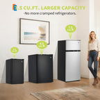 7.5 Cu.Ft Refrigerator with Freezer, 2 Door Fridge, 7 Settings Temperature Adjustable, Large Capacity, Food Storage or Cooling drinks,for Dorm, Office, Bedroom, Kitchen, Bar Use