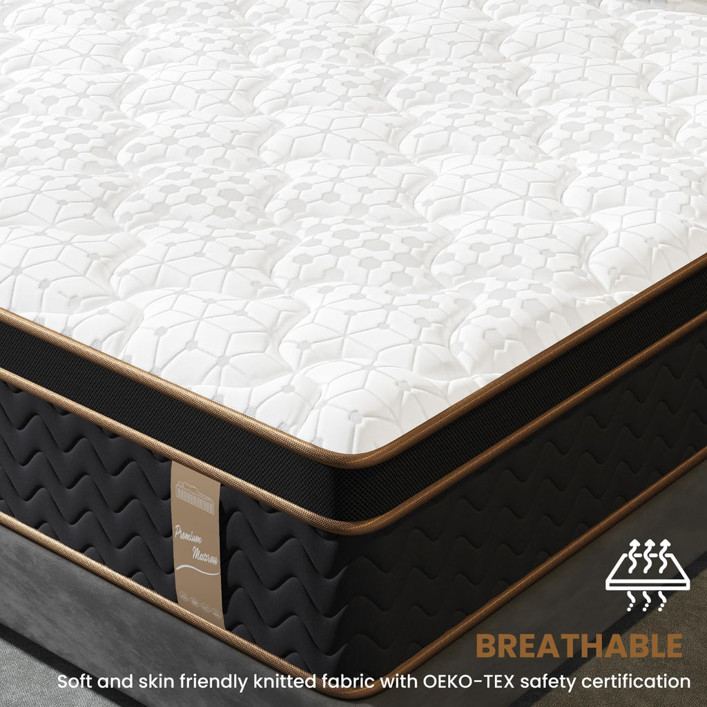 King Mattress 10 Inch, Cooling Hybrid Bed in a Box, Individual Pocket Springs, Motion Isolation, Targeted Hip/Shoulder/Lumbar Support, Fiberglass-Free, Ergonomic Zones, 365-Night Trial, CertiPUR-US