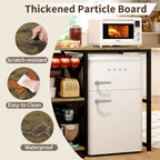 METYERRY Kitchen Bakers Rack with Power Outlet,Mini Fridge Cabinet with Mesh Basket, Mini Fridge and Microwave Table with Storage for Office,Kitchen,Living Room,Coffee Bar,Patio,Brown