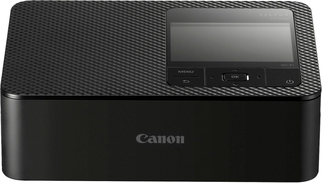 Canon Selphy CP1500 Wireless Compact Photo Printer (Black) Bundle with KP-108IN Color Ink Paper Set (108 Sheets of 4x6 Paper + 3 Ink Cartridges) + 6-Slot Memory Card Holder + More