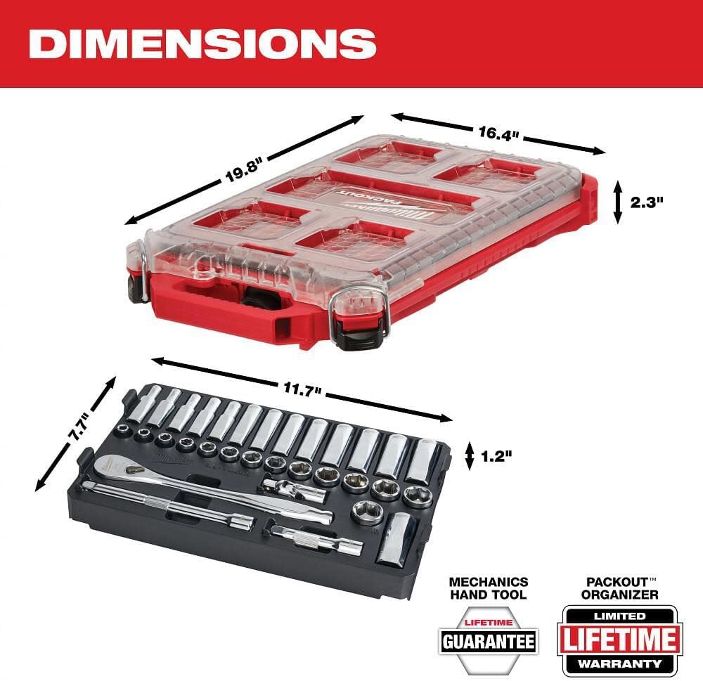 Milwaukee 48-22-9482 32-Piece Metric 3/8 in. Mechanics Ratchet and Socket Set with PACKOUT Case