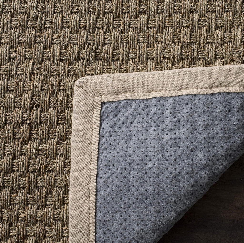 SAFAVIEH Area Rug 9x12 - Natural Fiber Collection - Large - Natural & Ivory, Seagrass, Basketweave Pattern with Border (NF114J)
