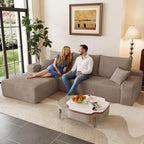 95" Modular Sectional Couch, Boneless L Shaped Cloud Sofa with Chaise Lounge, Corduroy Upholstered Couches Memory Foam Deep Seat, No Assembly Required, Ideal for Living Room(Camel, Left Facing)