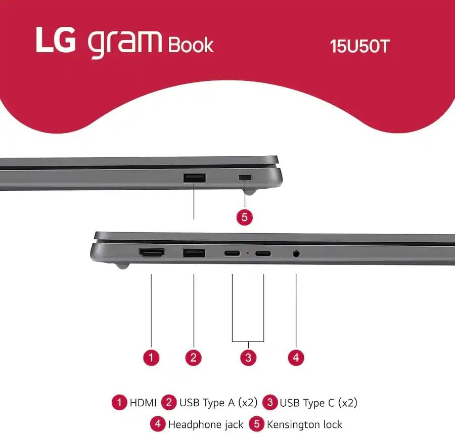 LG Gram Book 15 Thin Lightweight Bussiness Laptop Computer, AI Copilot in Windows 11 Pro, Wi-Fi 6, 32GB RAM 1TB SSD, FHD IPS Display, Intel i5-1334U(10 Cores up to 4.6 GHz), with with hub