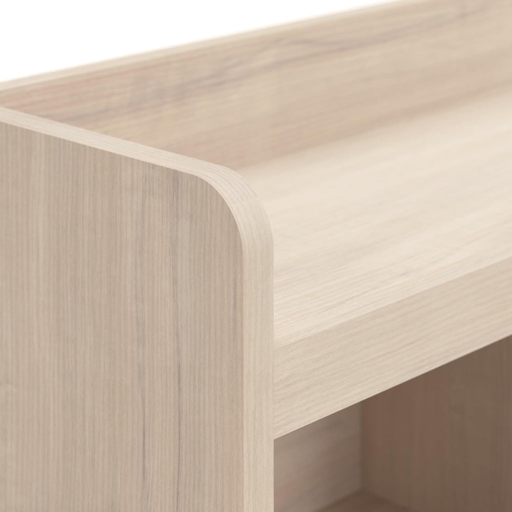 Bush Home Woodland 40W Hall Tree and Shoe Storage Bench with Shelves in White Washed Maple, Cubbies and Coat Hooks for Foyer, Mudroom or Entryway