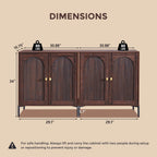 Modern TV Stands for 75 Inch TVs, 61.75‬"W Wood Entertainment Center w/Adjustable Shelves, Mid Century Modern TV Stand w/Arched Fluted Doors, Media Console Cabinet for Living Room, Brown