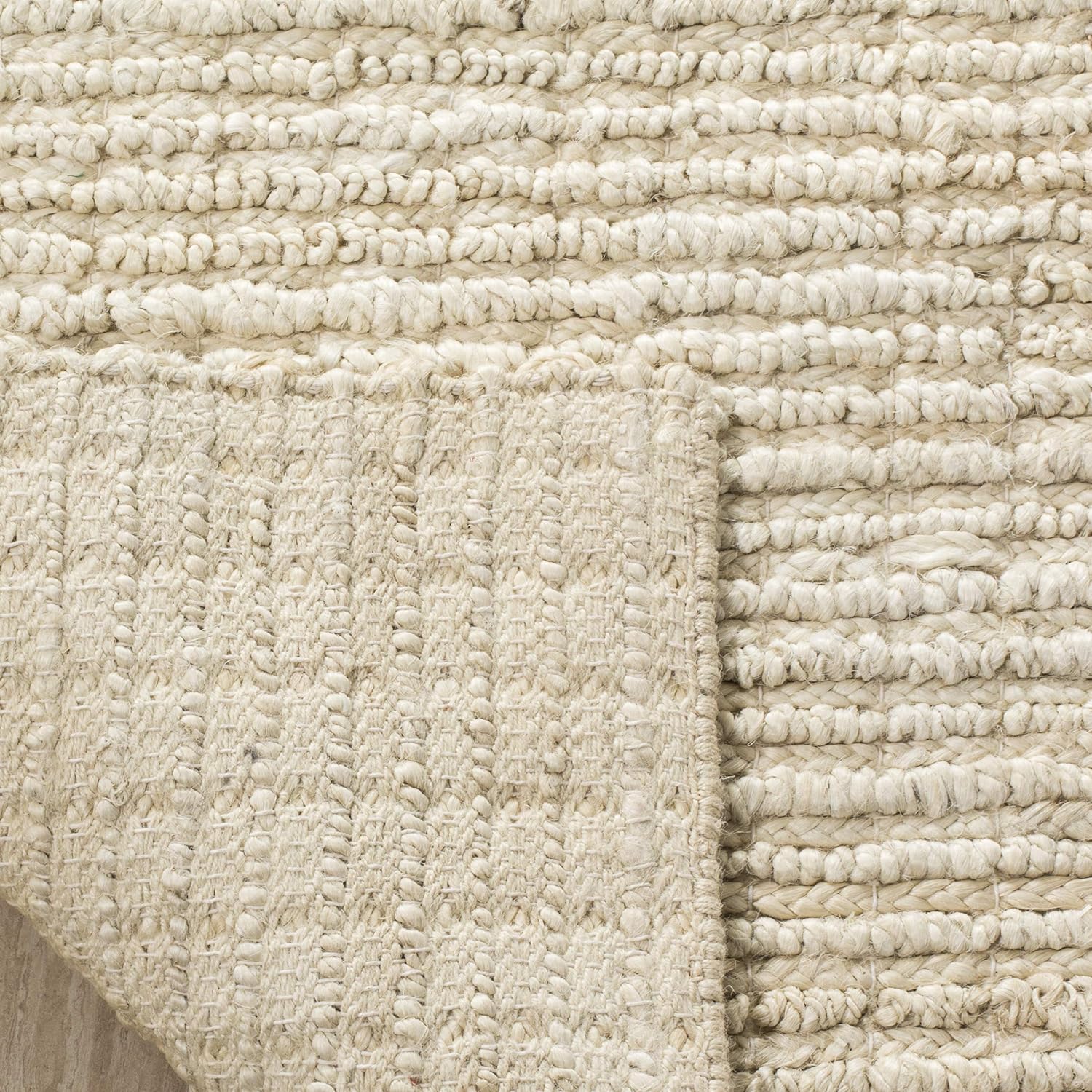 SAFAVIEH Area Rug 5x8 - Natural Fiber Collection - Ivory, Handmade Jute, Farmhouse Style, Chunky Textured Thick Pile (NF750A)